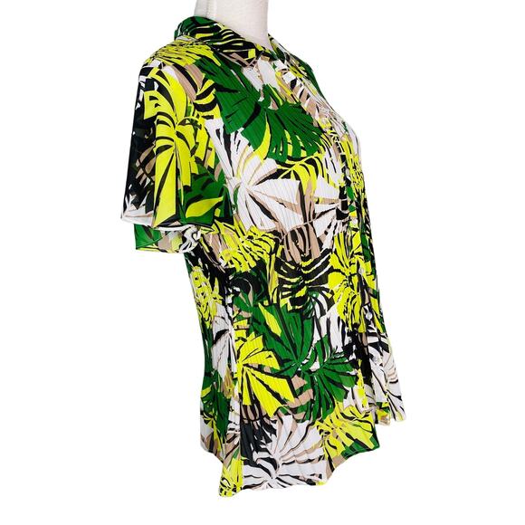 Vintage Fashion Bug Button Down Shirt XL Plants SS Semi Sheer Vacation New - Picture 9 of 11